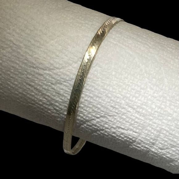 RG# Italian Classic Sterling 925 Silver Herringbone Bracelet - Picture 4 of 8